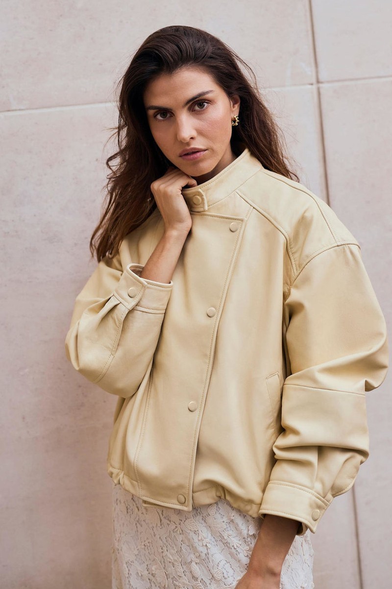 Leather Cropped Pilot Bomber Jacket from Mint Velvet