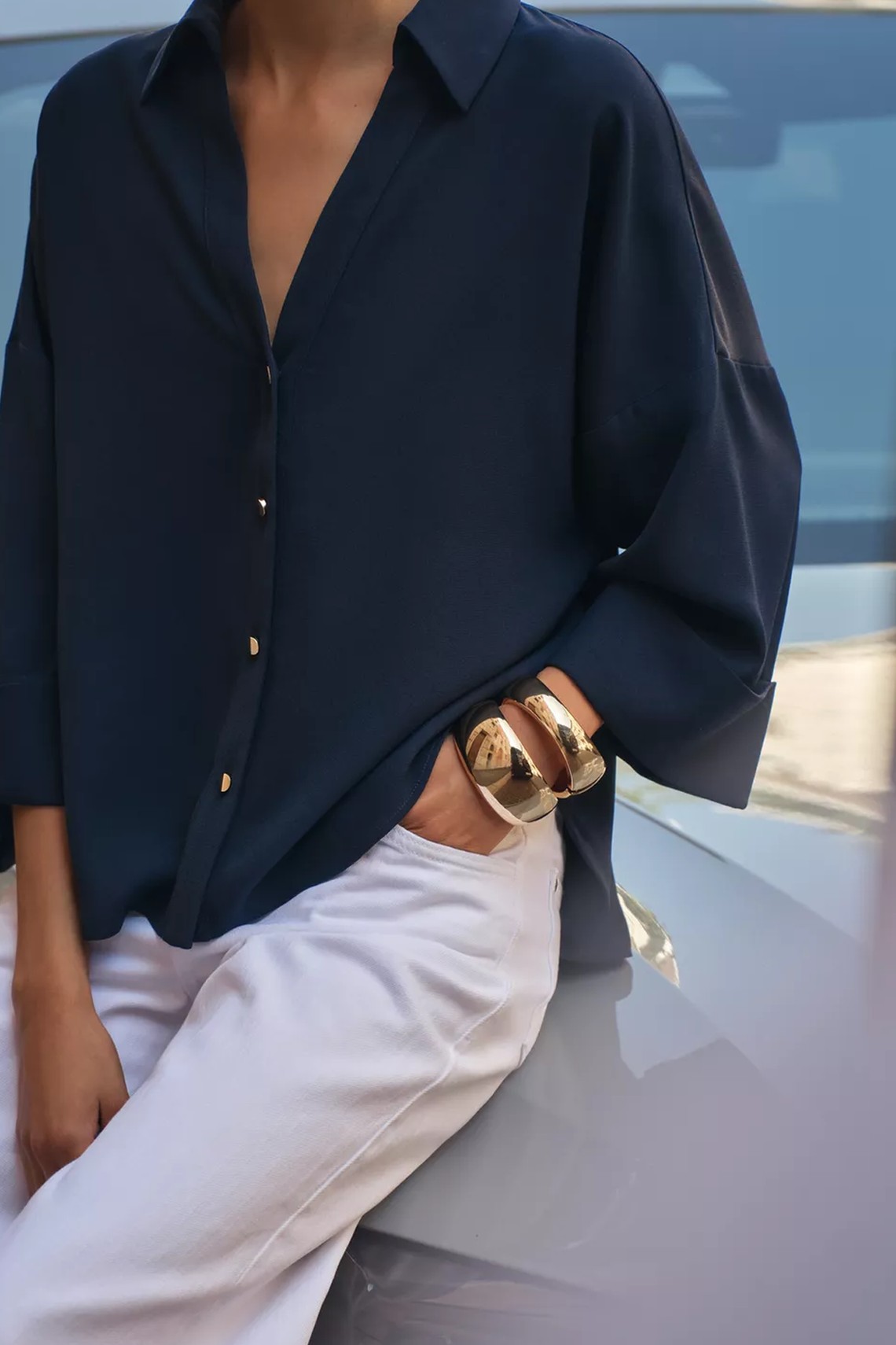 Wild Sleeve Crepe Shirt