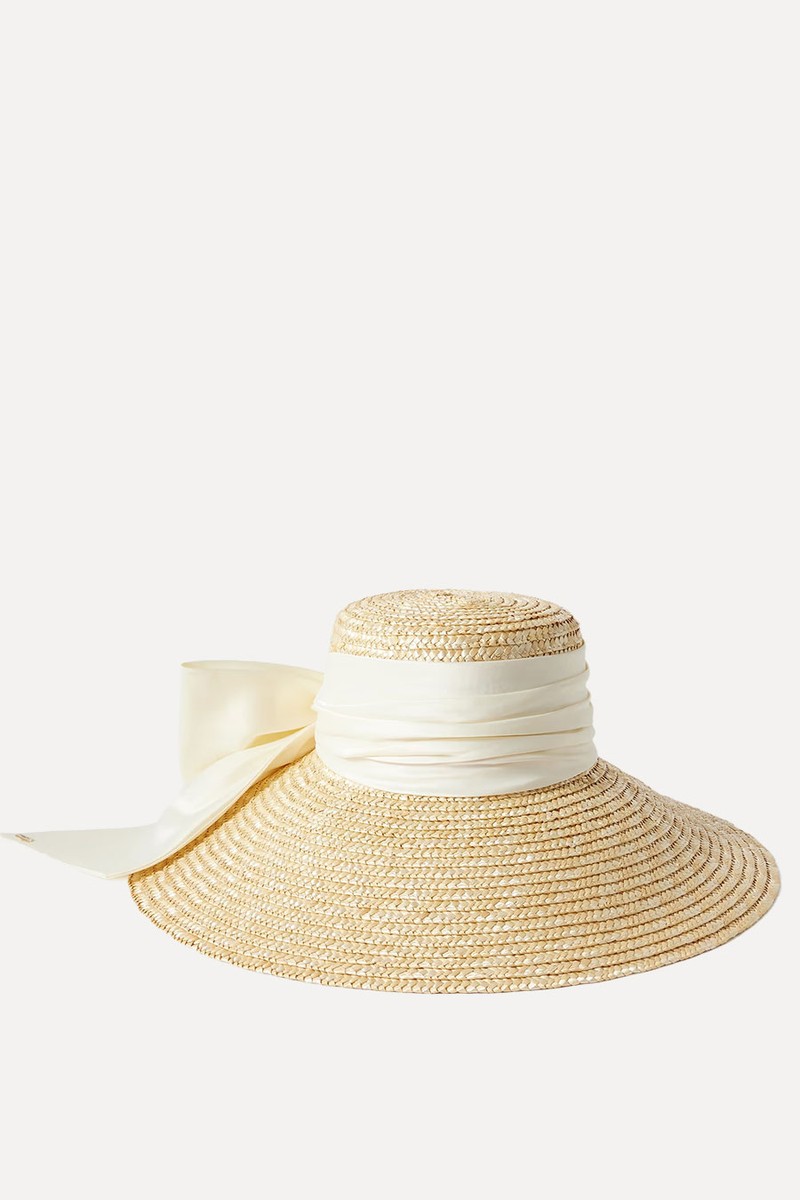 Mirabel Grosgrain-Trimmed Straw Sunhat from EUGENIA KIM