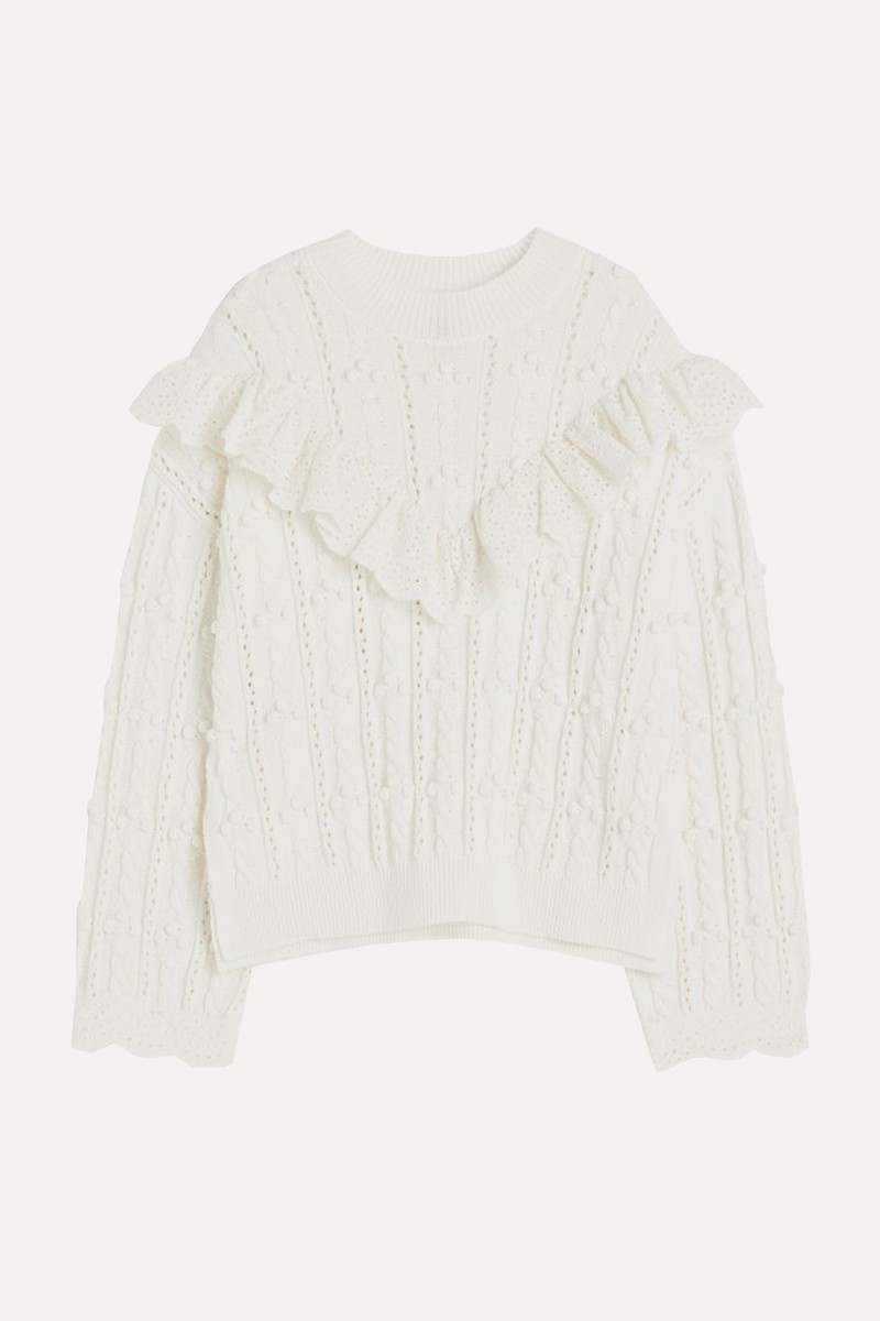 Frill Trimmed Textured Knit Jumper from H&M