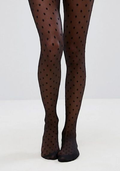 Medium Polka Dot Black Tights from Asos Design