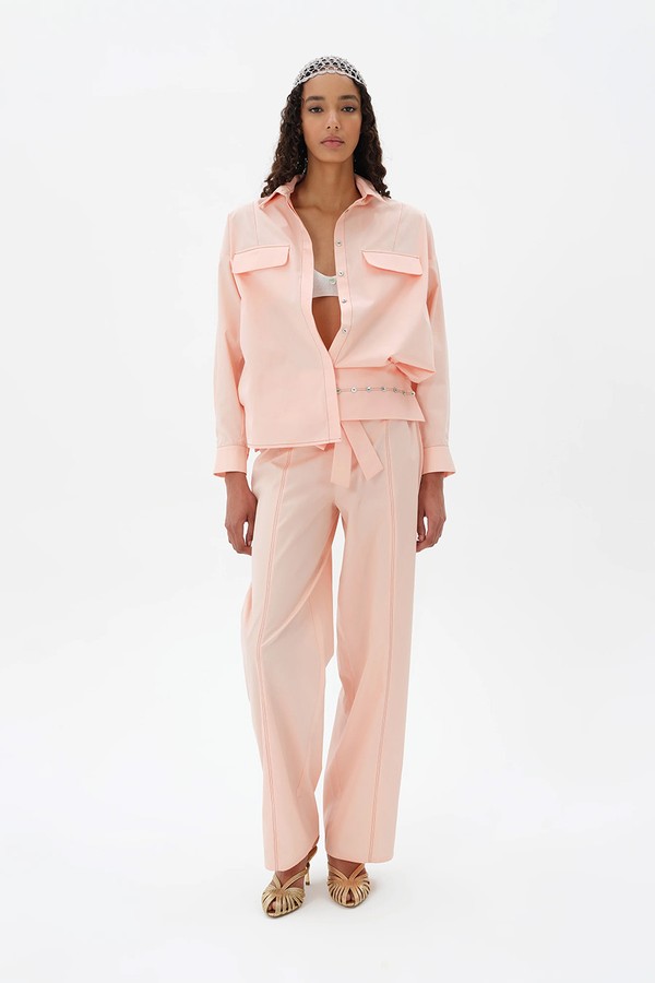 Blanche Foldover Waist Wide-Leg Pants