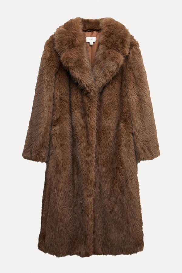 Faux Fur Single Breasted Longline Coat from Marks & Spencer