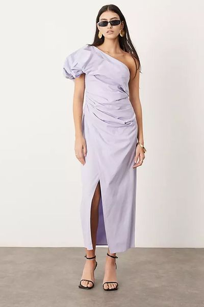 One Shoulder Ruched Maxi Dress