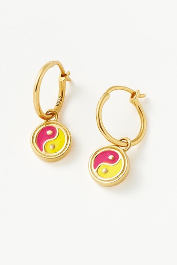 Good Vibes Enamel Yin & Yang Mini Charm Hoop Earrings from Missoma