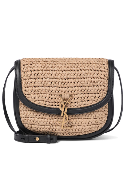 Kaia Medium Raffia And Leather Shoulder Bag from Saint Laurent