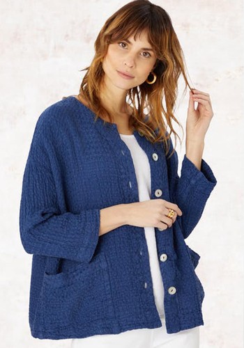 Waffle Linen Boxy Jacket