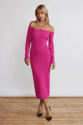 Renee Pink Bardot Knit Dress from Kitri