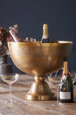 Footed Antique Brass Wine Cooler from Cox & Cox