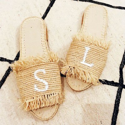 Personalised Initial Woven Straw Sandals  from Sun & Day