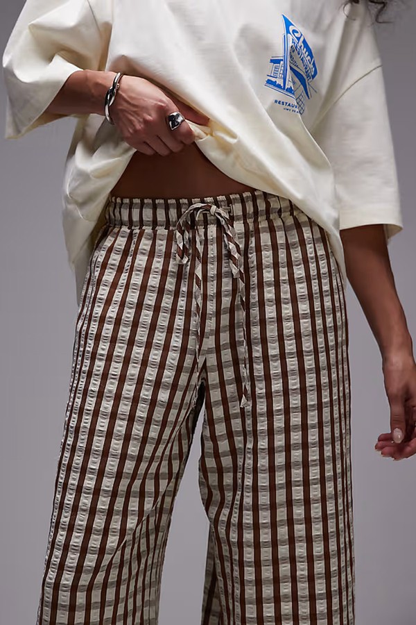Co Ord Crinkle Check Pull On Trousers
