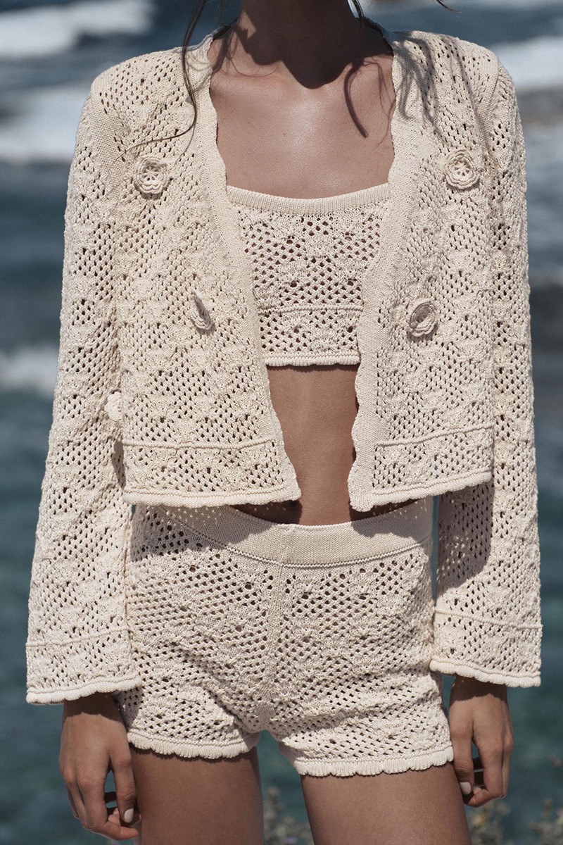 Pointelle Floral Cardigan  from Zara