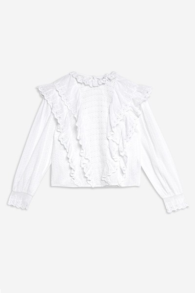 Broderie Ruffle High Neck Top