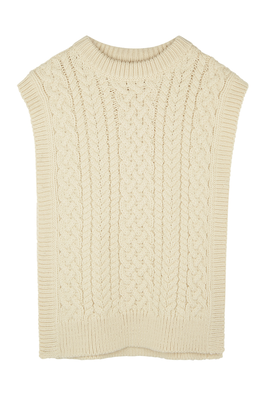 Cream Cable-Knit Wool Vest from Mr Mittens