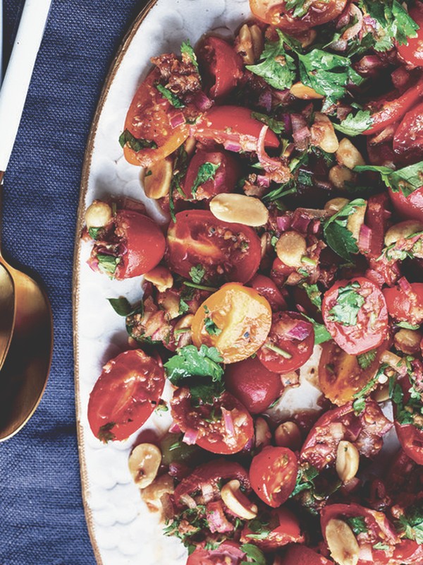 Tomato & Peanut Salad With Tamarind, Ginger & Honey Dressing