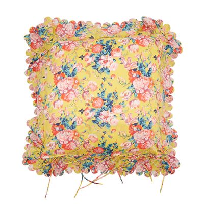 Nimbo Scalloped-Edge Floral-Print Cotton Cushion from Horror Vacui