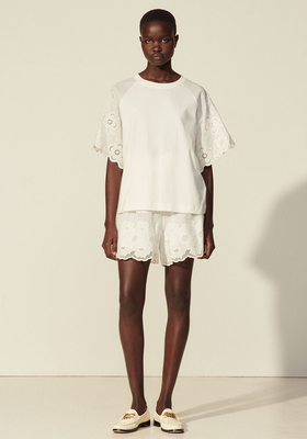 Organic Cotton T-shirt With Embroidery from Sandro