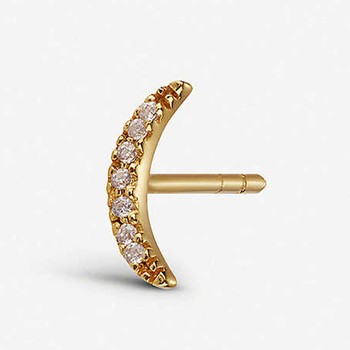 Yellow Gold-Plated Vermeil & Zircon Crescent Stud Earring from Otiumberg