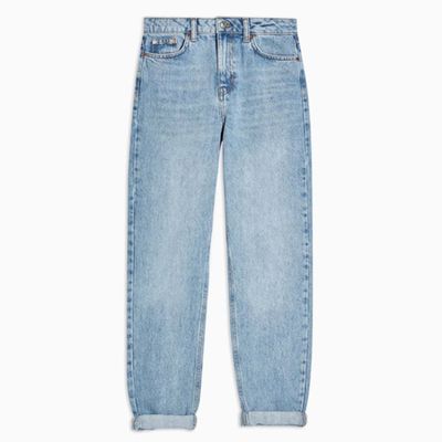 Bleach Wash Mom Tapered Jeans