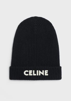 Embroidered Knit Wool Beanie from Celine