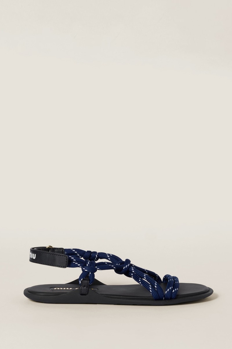 Rivière Leather-Trimmed Sandals from Miu Miu