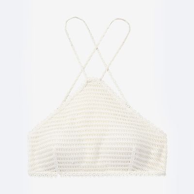 Crochet Y-Neck Bikini Swim Top from Express