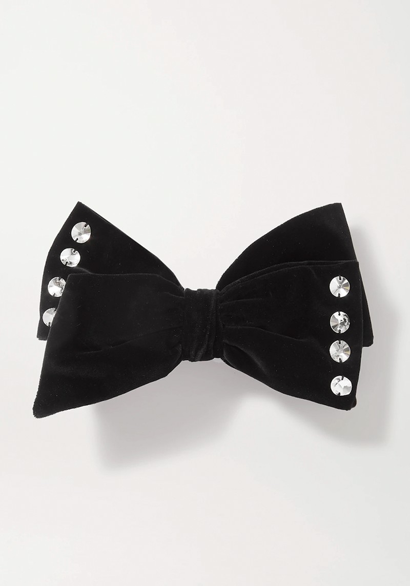 Crystal-Embellished Velvet Hair Clip from Miu Miu