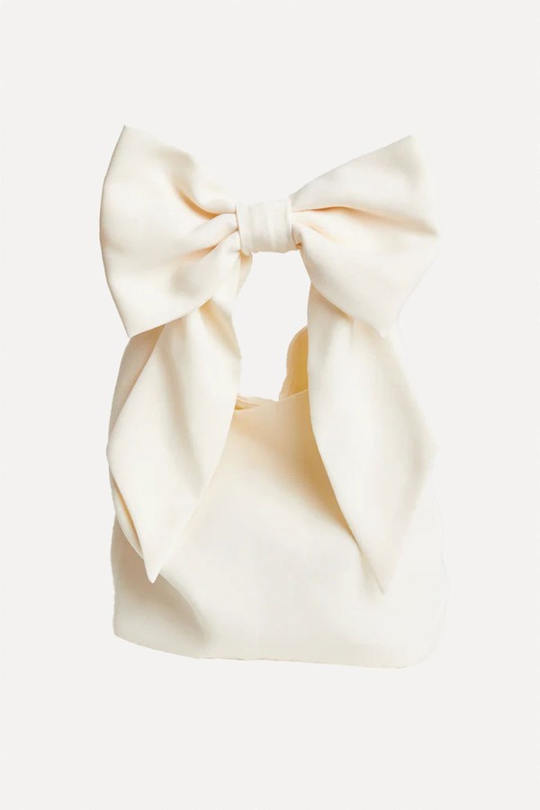 Bow Detail Crepe Pouch Bag from Six Stories