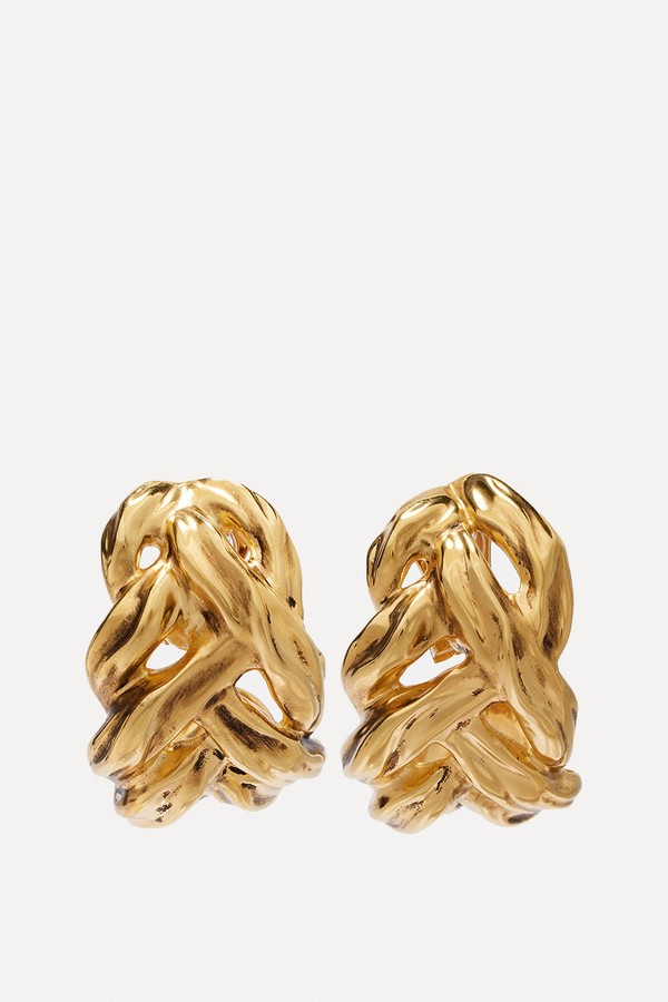Wheat Chain Clip-On Earrings from Saint Laurent 