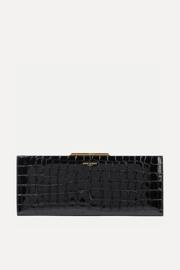 Midnight Croc-Effect Leather Clutch from Saint Laurent