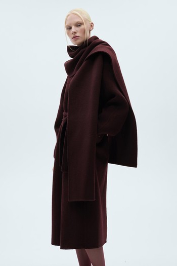 Detachable Scarf Wool Coat