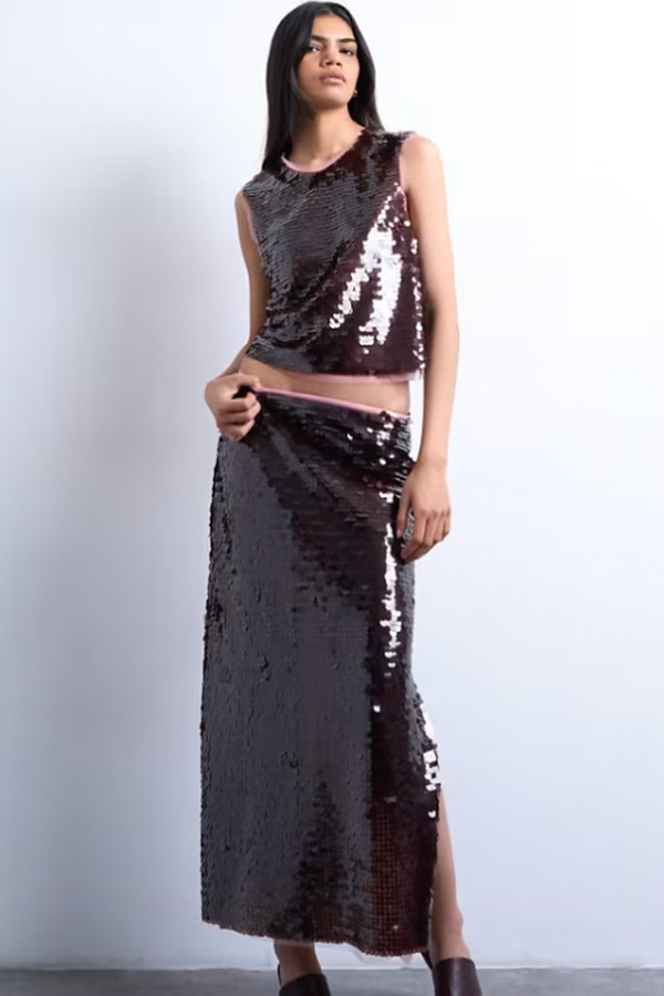 Co-Ord Sequin Contrast Shell Top from Topshop