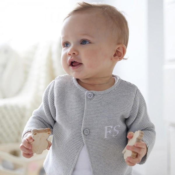Personalised Grey Knit Cardigan