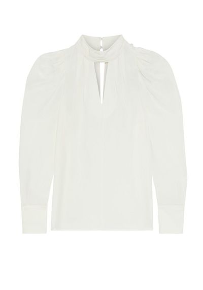 Cutout Pleated Silk Crepe De Chine Blouse from Iris & Ink 