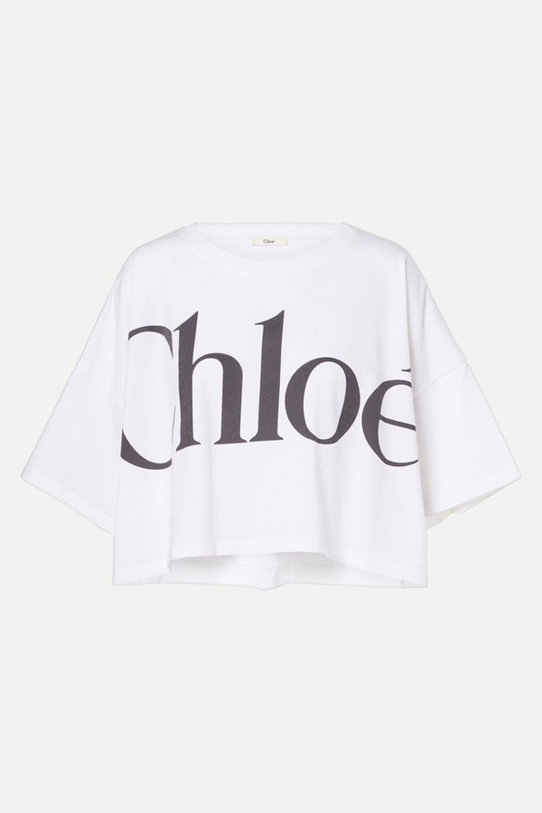 Logo Cropped Cotton Jersey T-Shirt from Chloé