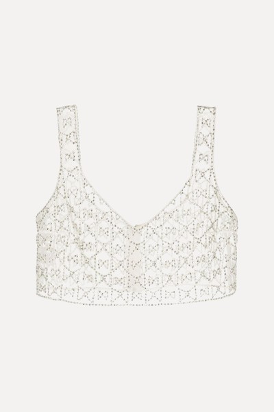 Semi-Sheer Beaded Cropped Top from Saiid Kobeisy