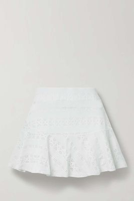 Pleated Broderie Anglaise Ribbed Jersey Tennis Skirt from L'Etoile Sport