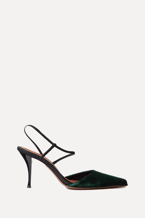 Tangra Suede-Trimmed Velvet Pumps from Neous