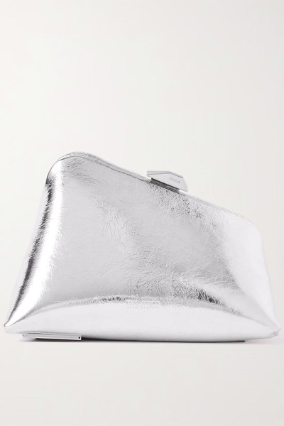 Midnight Metallic Crinkled-Leather Clutch from The Attico