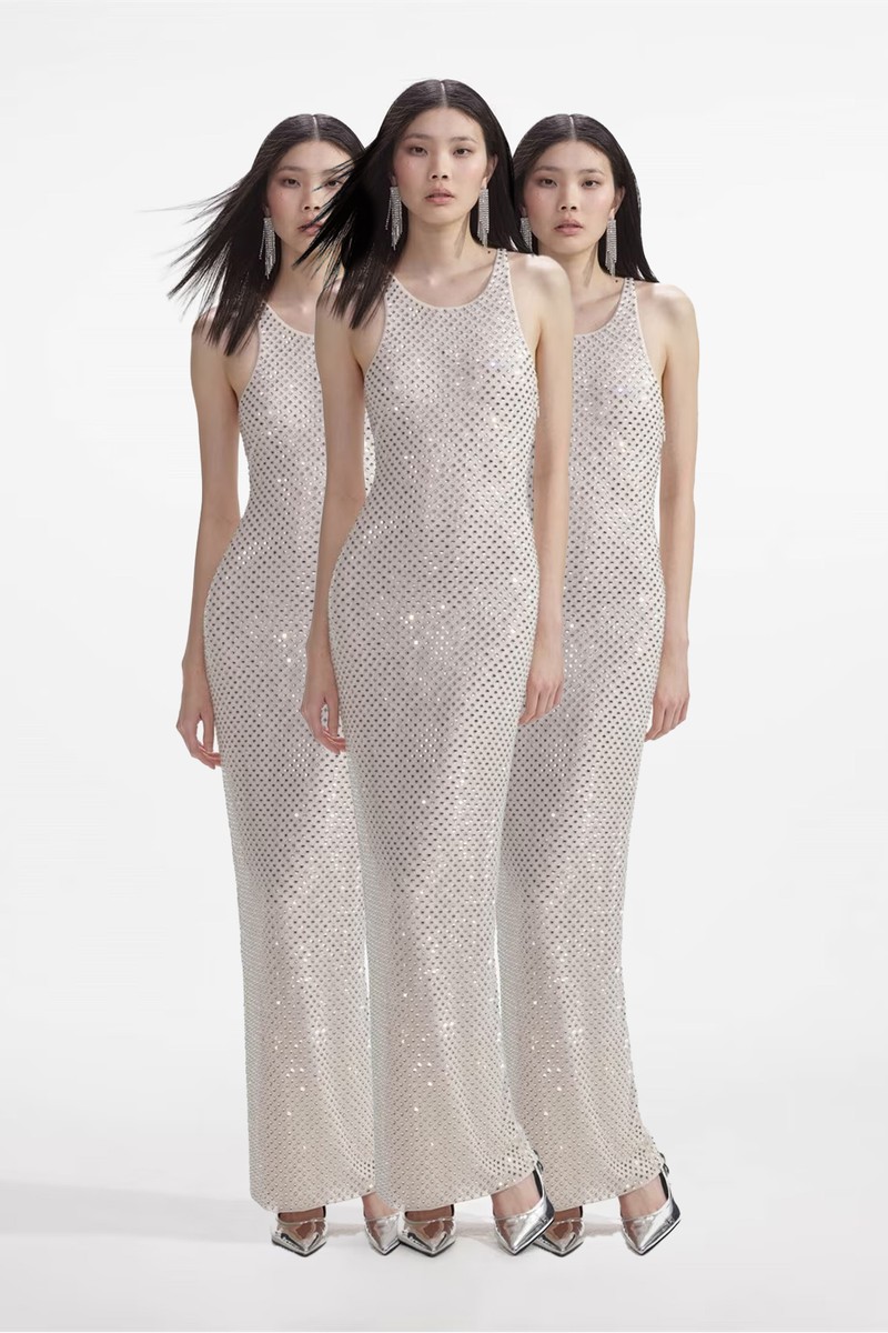 Mesh Rhinestone Maxi Dress from Self Portrait