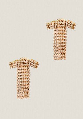 Crystal-Embellished Gold-Tone Bow Earrings from Rosantica