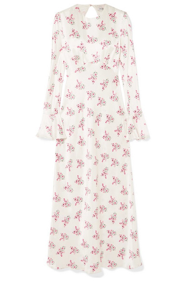 Floral-Print Silk-Satin Maxi Dress from Les Reveries