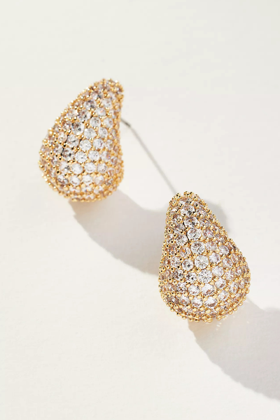 The Petra Gold-Plated Pavé Large Drop Earrings from Anthropologie