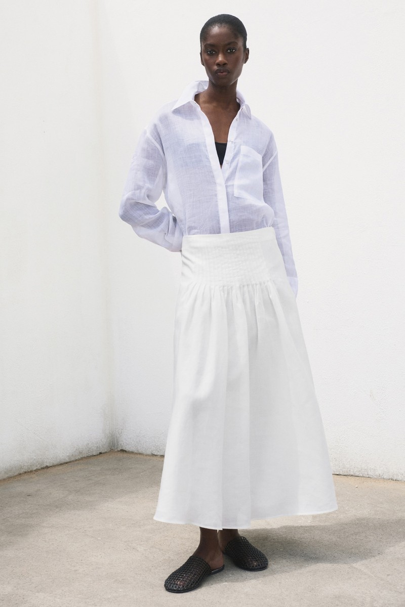 Ramie Pleated Skirt from Mango