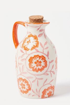 Lila Floral Orange Ceramic Oil Bottle from Oliver Bonas
