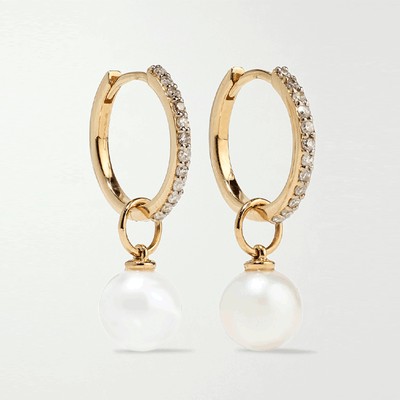 Diamond & Pearl Hoop Earrings from Mateo