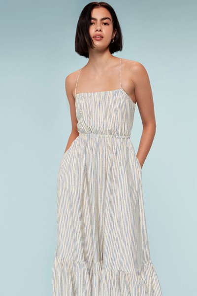 Pastel Stripe Silk Mix Dress