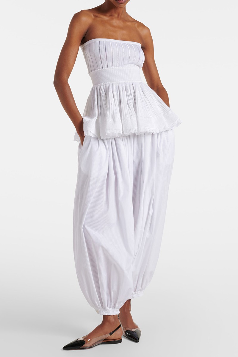 Pleated Cotton Poplin Wide-Leg Pants from Alaïa