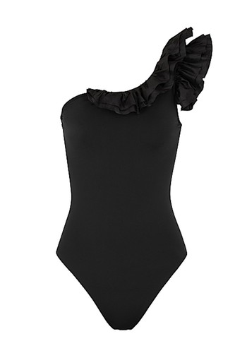 Peony Black Ruffled One-Shoulder Swimsuit from Moré Noir