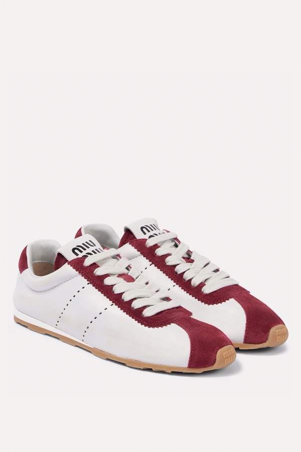 Plume Suede-Trimmed Leather Sneakers from Miu Miu
